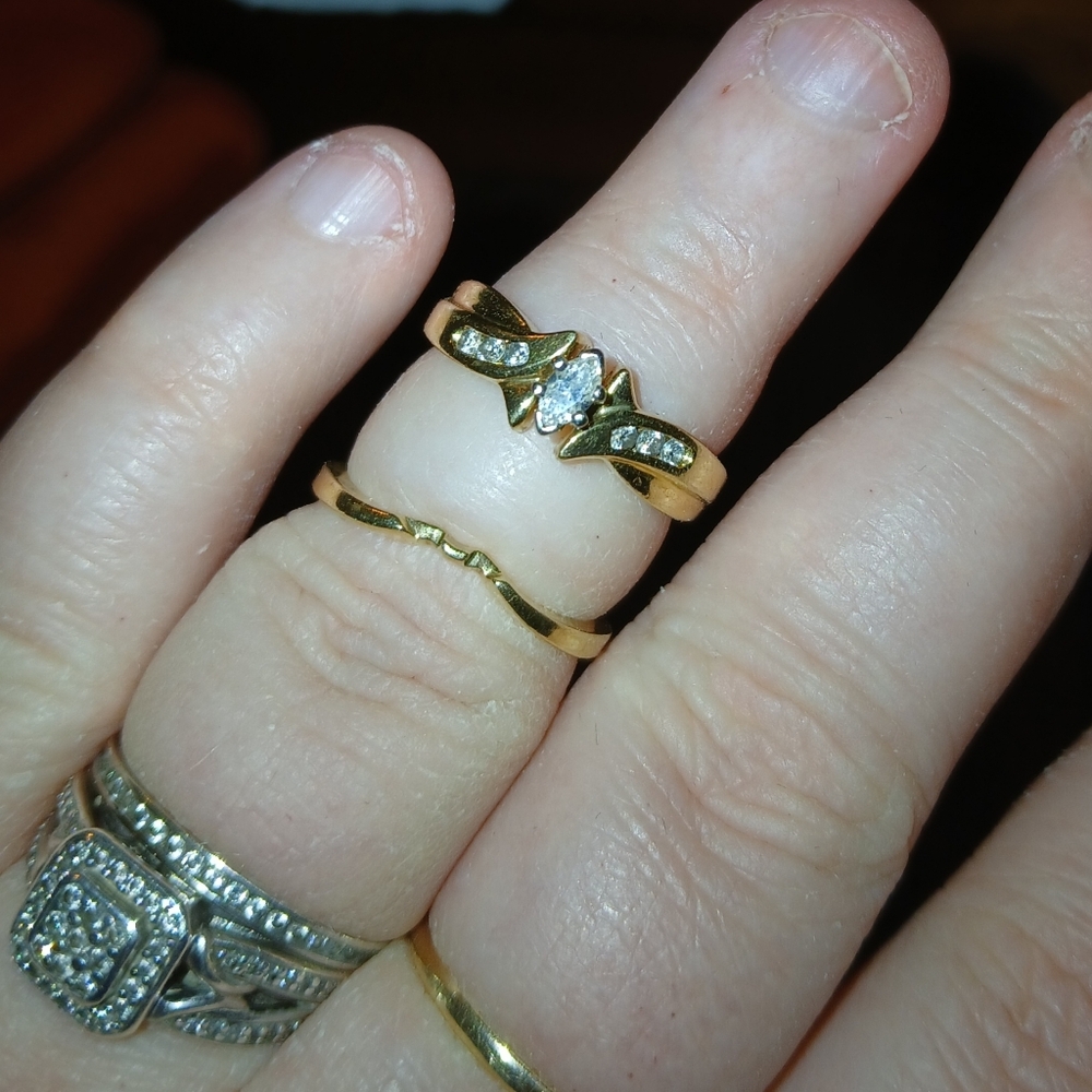 Diamond and gold wedding set - Picture 10 of 13